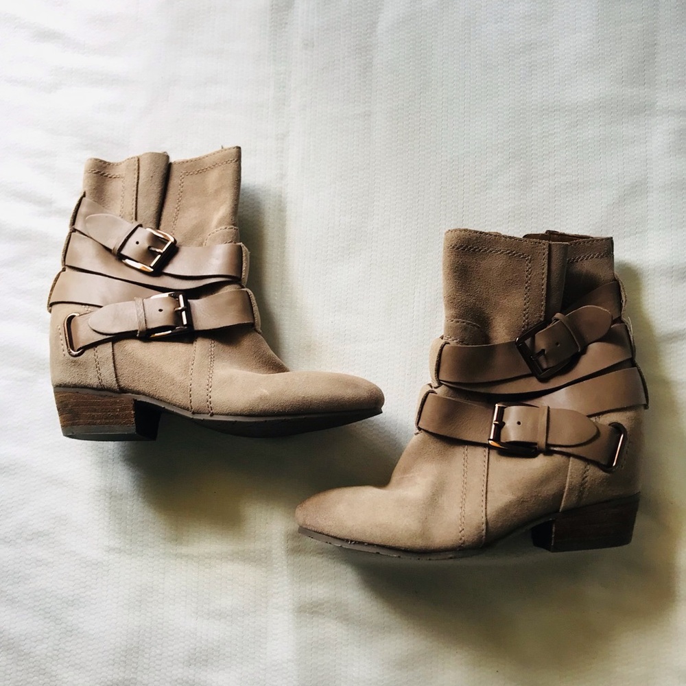 Naya Tan Buckle Ankle Boots